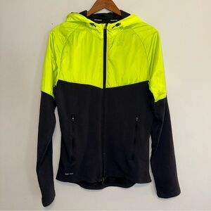 Nike Dri-fit Women's Running Jacket Neon Yellow Black Reflective Size Small